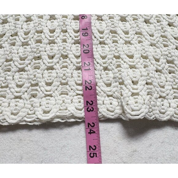 WAI MING Women Open Knit Crochet Tank Top Sz L White Racerback Spring 17-12 - Picture 9 of 9
